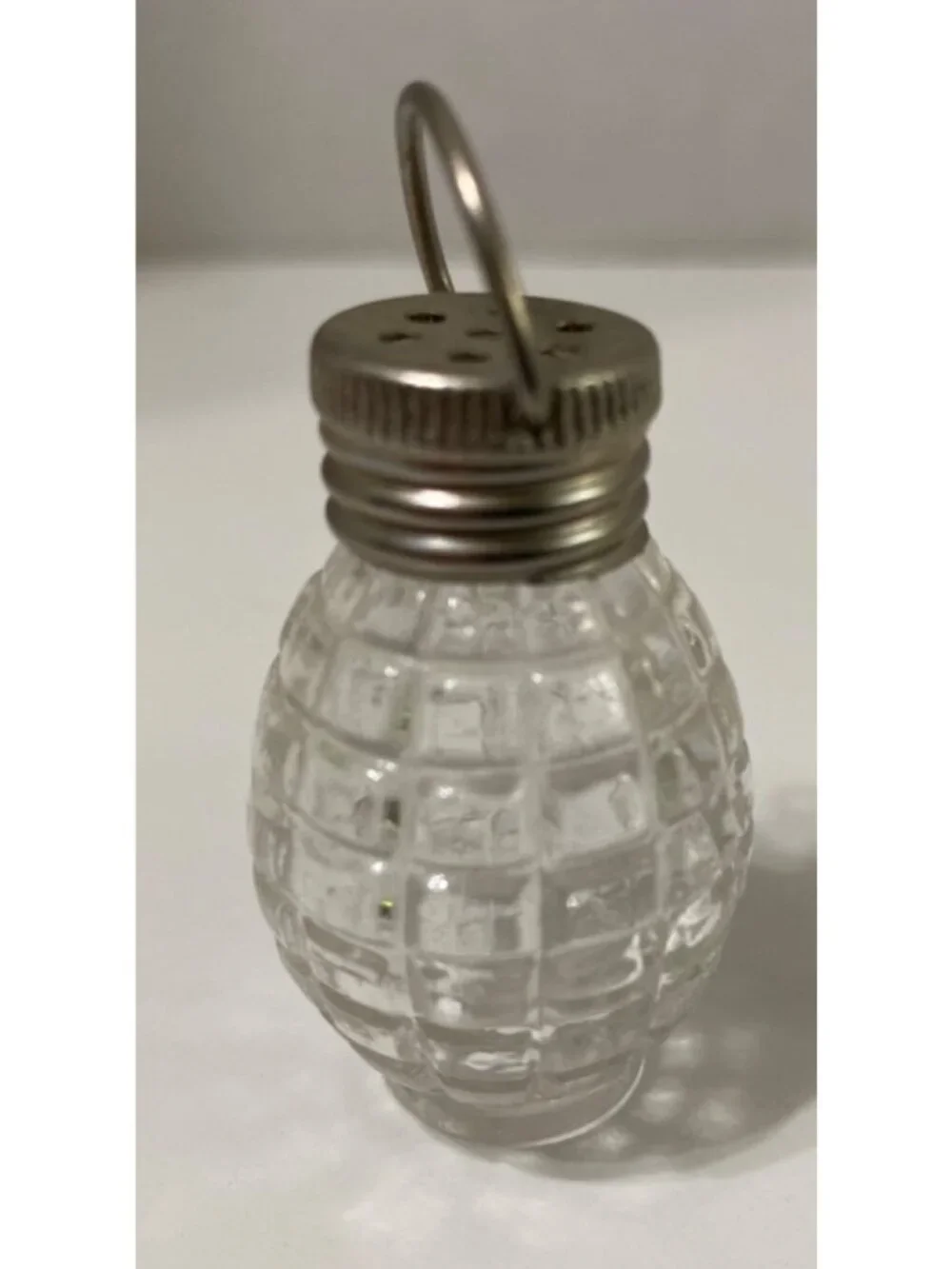Hand Grenade salt & pepper shakers with silver top and handle Military Theme